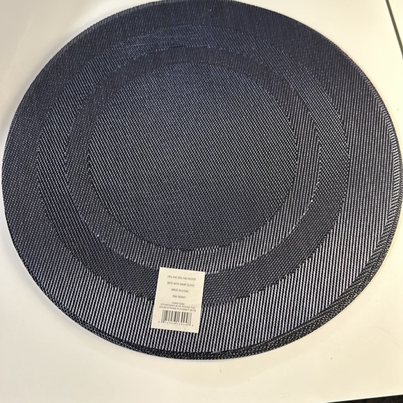 Design Imports Silver Doubleframe Kitchen Placemats Set of 6 ROUND STONEWASHBLUE - Picture 4 of 4